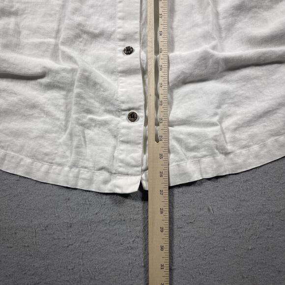 Chicos Shirt Womens 1 White Linen Button Up 3/4 Sleeve‎ Collared Blouse Top - Picture 6 of 10